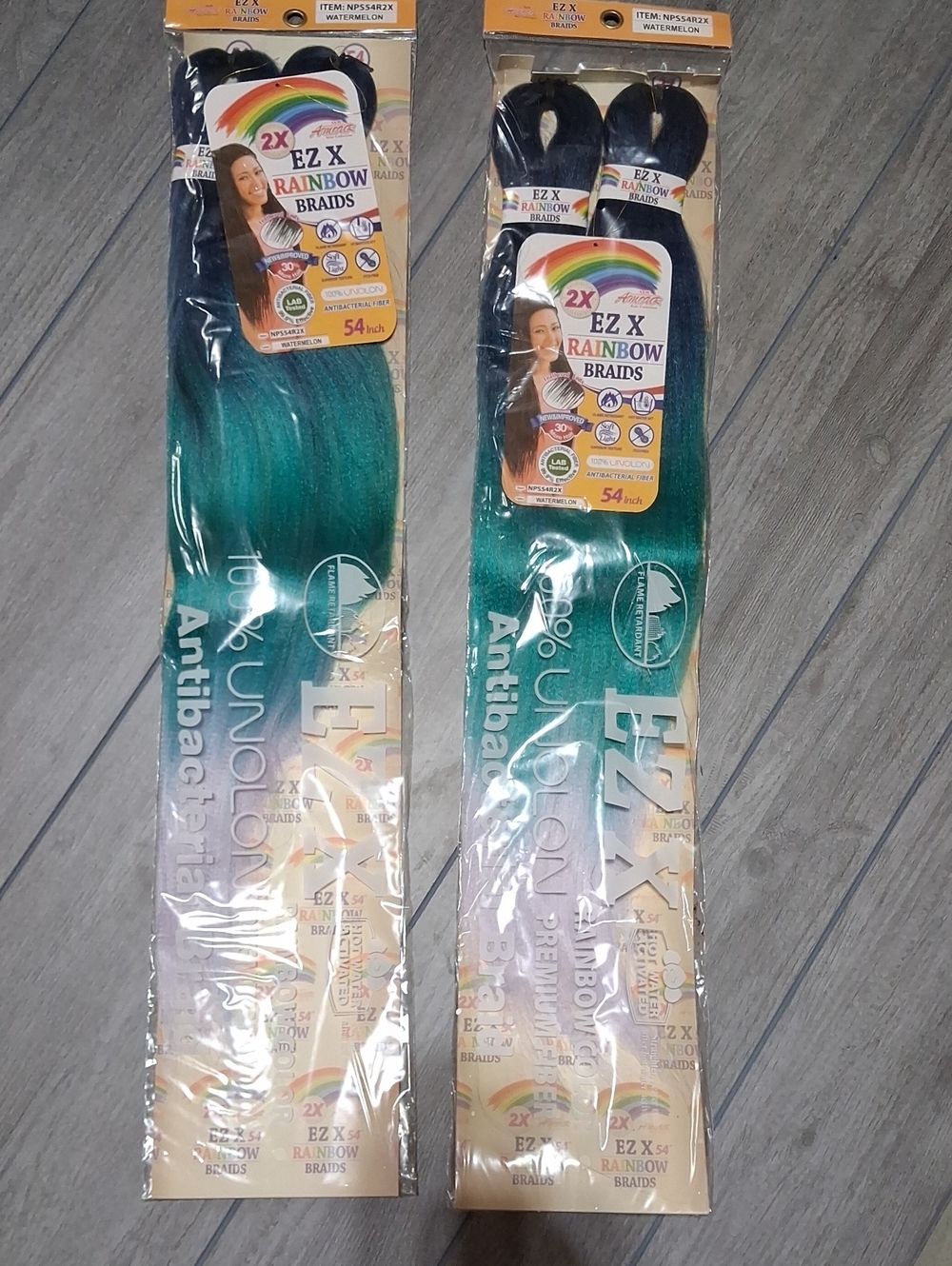 54" EZ X Rainbow Braids Teal Ombre Synthetic Hair Extensions